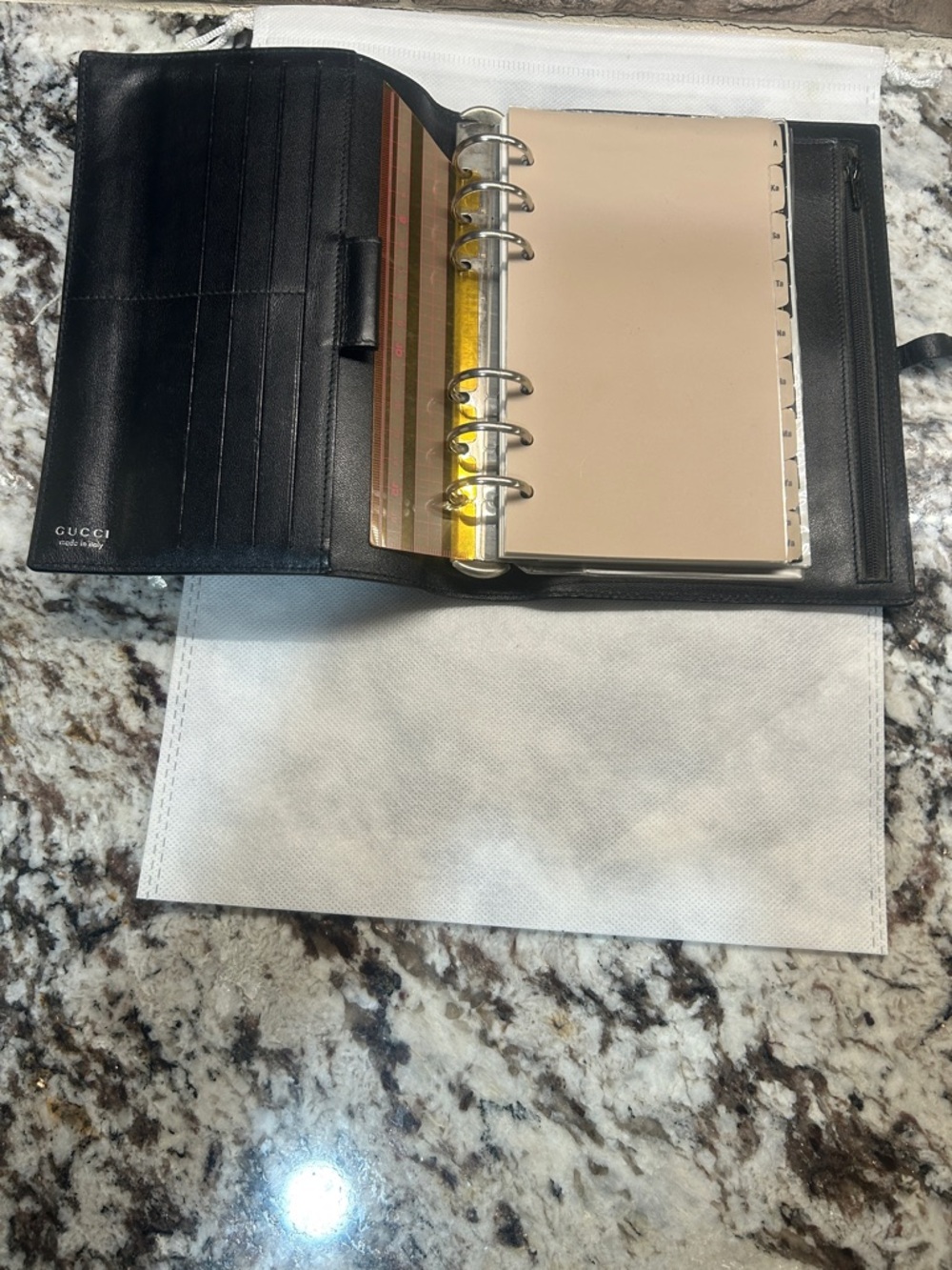 Gucci Black Leather Journal notebook Cover with Silver Logo Strap - Picture 4 of 7
